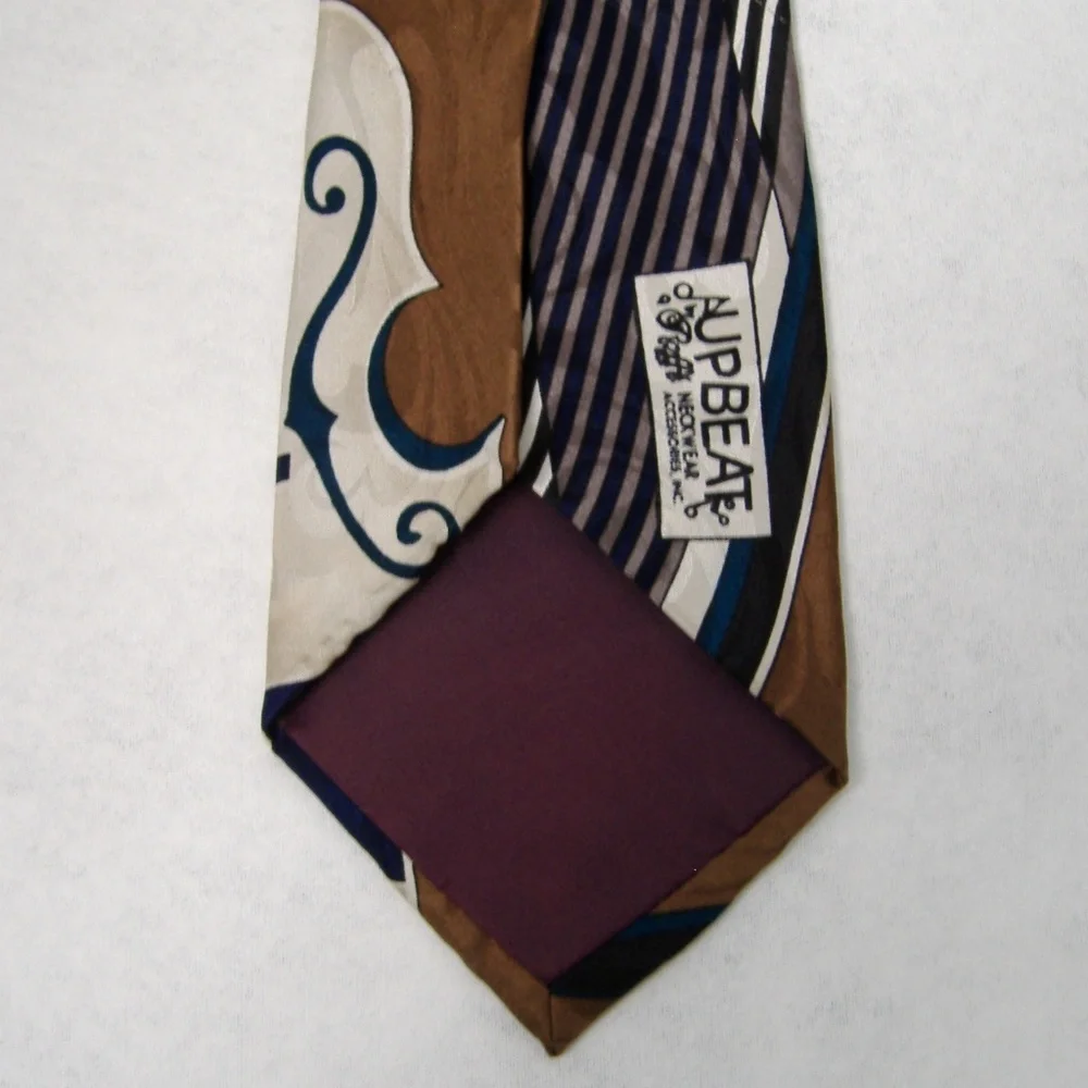 Upbeat Roffe Mens Neckwear Tie 100% Silk Brown Tan Black Music Instrument Cello